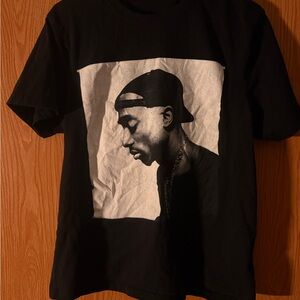 2Pac Rap Hip Hop Music Industry Black Graphic T-Shirt Men's Size S Artist Tee